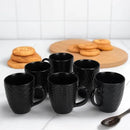 16 OZ Bone Coffee Mugs Set of 6 Matte Black, Large Ceramic Coffee Mugs Set with Different Texture Patterns, Porcelain Cups with Handle for Espresso Latte Tea Milk by CozyNest Decor