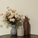 Fake Flowers in Vase for Centerpieces, Faux Flowers in Modern Ceramic Vase Set of 3 with 8 Artificial Autumn Chrysanthemums Home Decor by CozyNest Decor