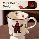 360ml -12.17oz Painted Cute Bear Ceramic Mug - Cute Coffee Cup for Espresso,Cappuccino, Turkish Tea - Gift for Women, Dishwasher Safe by CozyNest Decor