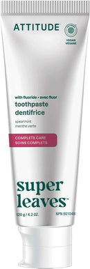 ATTITUDE Complete Care Toothpaste with Fluoride, Spearmint Flavor, Vegan & Cruelty-Free, Sugar-Free, Plant & Mineral-Based Ingredients, Clean Oral Care, 4.2 Oz by CozyNest Decor