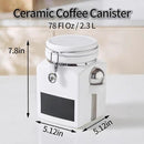 Ceramic Coffee Canister with Airtight Lid and Scoop, Large 78 Fl Oz / 2.3 L Kitchen Food Storage Container Jar for Grounds Coffee, Beans, Tea, Sugar, Flour, Cereal, Nuts, Cookie, White by CozyNest Decor