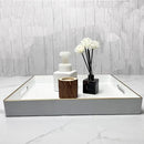 White Decorative Tray, Square Serving Tray with Handles, Plastic Coffee Table Tray for Ottoman, Living Room, Kitchen Tabletop, 13"x13"x1.6" by CozyNest Decor