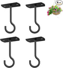 Ceiling Hooks for Hanging Plants 4Pack 4in for Plants,Lights,Planters,Lanterns,Hanging Bird Feeders,Wind Chimes,Indoor&Outdoor Decoration Hooks Black by GreenHaven Gardens