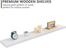 Fun Memories 48 Inch Floating Shelves for Wall, Deep Rustic Solid Pine Wood Shelf - Farmhouse Wall Mounted Display Shelf with Heavy-Duty Metal Bracket, 48" W x 8" D, Set of 1, White by CozyNest Decor