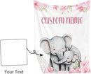 Personalized Baby Crib Bedding Set for Baby Girls, Pink Flower Elephant Design Custom Name Baby Crib Sets 5-Pcs, Toddler Double Layer Blanket Fitted Sheets Changing Pad Cover Rug Wall Art Set by TinyTreasures Baby Boutique