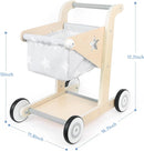 Asweets 2 in 1 Wooden Baby Walker Push and Pull Doll Stroller, Shopping Cart Learning Walker for Boys and Girls, Sit Stand Learning Toddler Toy (Grey) by TinyTreasures Baby Boutique