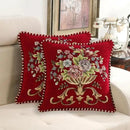 Set of 2 Red Vintage Embroidered Throw Pillows Covers 18x18in Sofa Couch,Red Floral Embroidered Cushion Cover for Sofa Bed Chairs Car by CozyNest Decor