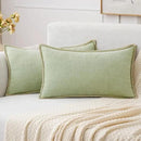 MIULEE Pack of 2 Couch Throw Pillow Covers 12x20 Inch Light Green Farmhouse Decorative Pillow Covers with Stitched Edge Soft Chenille Solid Dyed Spring Pillow Covers for Sofa Bed Living Room by CozyNest Decor