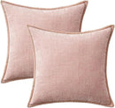MIULEE Pack of 2 Couch Throw Pillow Covers 16x16 Inch Pink Farmhouse Valentine Decorative Pillow Covers with Stitched Edge Soft Chenille Solid Dyed Spring Pillow Covers for Sofa Bed Living Room by CozyNest Decor