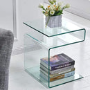 Glass Nightstand,Side Table,S-Shaped End Table for Living Room,Bedside Table for Bedroom (Clear) by CozyNest Decor