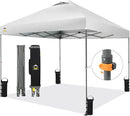 CROWN SHADES Adjustable Height on The Fly, 10x10 Pop Up Canopy - Beach Tent with One Push Setup - Easy Outdoor Sun Shade for Events, Parties, Camping - Outside Shade with STO-N-Go Bag, White by GreenHaven Gardens