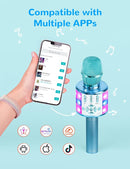 Amazmic Kids Karaoke Microphone Machine Toys for Girls Bluetooth Microphone with LED Light, Birthday Gift for Girls Boys 3 4 5 6 7 8 9 10 11 12 Year Old Kids Toys(Blue) by TinyTreasures Baby Boutique