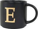 COLLECTIVE HOME - Monogram Ceramic Mugs, 15 oz Golden Initial Black Coffee Cups, Elegant Alphabet Tea Mugs, Elegant Personalized Mug with Gift Box, Unique Mug with Double Side Capital Lette (E) by CozyNest Decor