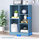 IOTXY Open Shelf Low Bookcase - Wooden 3-Tier Floor Standing Display Cabinet Organizer with Base, 5 Cubes Short Horizontal Bookshelf in Bright Blue by CozyNest Decor