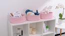 Cute Baskets for Shelf Storage Small Woven Basket to Store and Organize Daily Items/Durable Rope Basket for Living Room, Bedroom,Playroom/Oval-13x8.66x5.11’’,Stylish 3 Packs Pink by TinyTreasures Baby Boutique
