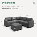 HONBAY Corduroy Modular Sectional Couch with Storage L-Shaped Sectional Couches for Living Room 6 Seater Modular Sofa, Dark Gray by CozyNest Decor