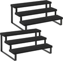 YINMIT Wooden Display Riser Stand, Tiered Perfume and Cologne Organizer Stand, 3 Tier Spice Rack Organizer, Rustic Display Shelf for Candles (3 Tier,2Pack,Black) by CozyNest Decor