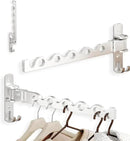 Dr.DJ Wall Hanger for Clothes, Coat Hanger Wall Mounted Silver Retractable Clothes Drying Organizer Rack Garment Hooks Aluminium Folding Indoor Space Save (2 Racks) Silver by CozyNest Decor
