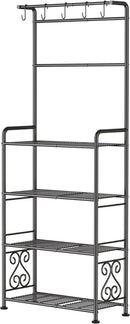 Plant Stand Indoor Outdoor Heavy Duty Metal - 68.4" Tall 4-Tier Shelf for Multiple Plants, Flowers, Rustproof Black Storage Rack for Patio, Balcony, Living Room, Garden, Includes Hooks&Adjustable Feet by GreenHaven Gardens