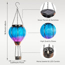 Starsoul 2 PC Blue Hot Air Balloon Solar Lantern with Flame Glass Hanging Outdoor Hot Air Balloon Solar Light Waterproof Garden Patio Yard Party Decorations by GreenHaven Gardens