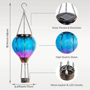 Starsoul 2 PC Blue Hot Air Balloon Solar Lantern with Flame Glass Hanging Outdoor Hot Air Balloon Solar Light Waterproof Garden Patio Yard Party Decorations by GreenHaven Gardens