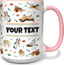 Personalized Mug for Kids - Dogs - Custom Name/Text, Ceramic Hot Chocolate/Cocoa/Coffee Cup for Boys/Girls, Birthday/Christmas/Holiday Gift - 15 oz, Pink Handle by TinyTreasures Baby Boutique