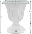 PL10WW Classic Traditional Plastic Urn Planter, 15" x 13", Whitewash by CozyNest Decor