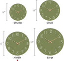Mosewa Modern Wall Clock Silent Non Ticking 12 Inch Olive Green Battery Operated Simple Minimalist for Living Room Office Bedrooms Kitchen Home Decor by CozyNest Decor