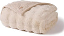 EVERGRACE Ultra Soft Luxury Fluffy Ridgeline Faux Rabbit Fur Throw Blanket, Thick Warm Bubble Throw for Bed, Cozy Plush Reversible Blankets for Couch, Chair, Sofa, Cream, 60x80 Inches, 870 GSM by CozyNest Decor