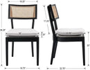 Rattan Dining Chairs Set Of 4 , Mid Century Modern Black Wooden Cane Back Chairs with Removable Linen Cushion , Retro Farmhouse Upholstered Kitchen & Dining Room Chairs for Restaurant Living Room by CozyNest Decor