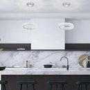11.8" Crystal Chandelier LED Round Flush Mount Ceiling Light Fixture Modern Hanging Pendant Lighting Mini Ring Chandeliers for Dining Room Kitchen Island Hallway Bathroom (Cool White) by CozyNest Decor