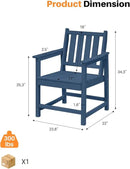 Patio Dining Chair Set of 2, HDPE Outdoor Dining Chair, Ergonomic HDPE Dining Chairs with Deep Seating, All Weather Outdoor Chairs Furniture for Backyard, Deck, Garden, Poolside, Navy by CozyNest Decor