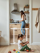 Baby Gate for Stairs, 29.5-40.5" Dog Gate for Doorways, Walk Thru Auto Close Metal Child Gate for The House, Stairs and Doorways, Pressure Mounted Pet Gate for Dog Indoor (White) by TinyTreasures Baby Boutique