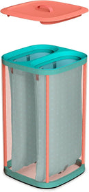 Joseph Joseph Tota Pop 60 liter/15.8 gallon Laundry Hamper Separation Basket with lid, 2 Removable Washing Bags with Handles- Coral/Green by CozyNest Decor