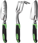 ESOW Garden Tool Set, 3 Piece Cast-Aluminum Heavy Duty Gardening Kit Includes Hand Trowel, Transplant Trowel and Cultivator Hand Rake with Soft Rubberized Non-Slip Ergonomic Handle, Garden Gifts by GreenHaven Gardens