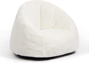 N&V Small Bean Bag Chair for Kids, Children Mini Bean Bag Sack, Foam Filling, Includes Removable and Machine Washable Cover, 27in, Soft Faux Fur (White) by TinyTreasures Baby Boutique