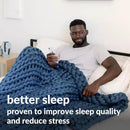 Nuzzie Chunky Knit Blanket - Breathable, Cooling, Hand Made Knit Throw Blanket for Sleep - Machine Washable, Stylish Decor Design (Dusty Blue, Queen | 22lbs | 60"x80") by CozyNest Decor
