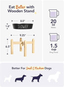 Ceramic Slow Feeder Bowl Elevated - 1.5 Cup with Wood Stand for Small & Medium Breed, Anti-Gulping, Black by CozyNest Decor