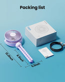 Gaiatop Mini Electric Fan with 360 Rotation, 5.5mm Gaps, Rechargeable Battery, 3 Speeds, Purple by TinyTreasures Baby Boutique