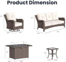5 Pieces Outdoor Patio Furniture Sets with Rocking Swivel Chairs with 6-inch Thick Cushion and Fire Pit Table for Deck Lawn by GreenHaven Gardens
