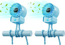 2 Pack Multifunctional Portable Stroller Fan 4 Speed 6600rpm High Speed Usb Rechargeable Personal Mini Handheld Fan Extended Tripod for Desktop Winding Kids Bed Treadmill Bike Golf Cart Outdoor Travel by TinyTreasures Baby Boutique