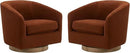 CHITA Swivel Accent Chair, FSC Certified Upholstered Velvet Barrel Chair for Living Room Set of 2, Fully Assembled, Burnt Orange by CozyNest Decor