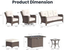 10 Pieces Outdoor Patio Furniture Sets with Rocking Swivel Chairs with 6-inch Thick Cushion and Fire Pit Table for Deck Lawn by GreenHaven Gardens