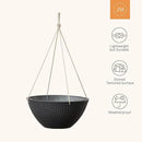 LA JOLIE MUSE Hanging Planters for Outdoor Plants, Large Hanging Planter with Drain Holes, Outdoor Hanging Flower Pots, Matte Black, Honeycomb (13.2 Inch, Set of 2) by CozyNest Decor