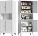 69" Tall Kitchen Pantry Cabinet, Metal Storage Cabinet with 4 Doors and Adjustbale Shelves, Freestanding Cupboards for Dining Room, Living Room, Bathroom by CozyNest Decor