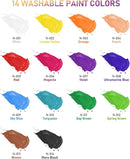 Nicpro 14 Colors Large Washable Paint Set for Kid (16.9 oz, 500 ml), Acrylic Bulk Paint Supplies Non Toxic Children Tempera Paint for Art, Craft DIY, Poster & Finger Paint, School, Party, Classroom by TinyTreasures Baby Boutique