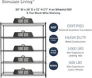 60"x24"x72" PRIME HEAVY DUTY Black 5-Tier Wire Shelving NSF 3000 LBS MAX Capacity Storage Rack for Commercial, School, Home, Garage, Warehouse, Industrial, and Hospital Uses (with Wheels)
