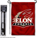 College Flags & Banners Co. Elon Phoenix Garden Flag with Stand Holder by GreenHaven Gardens