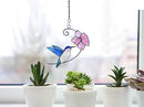 Lolitarcrafts Hummingbird with Flower Stained Glass Suncatcher Bird Stained Glass Window Hangings Hummingbird Gift for Home Decor (Blue with Flower) by GreenHaven Gardens
