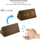 OCT17 Wooden Alarm Clock, Smart LED Digital Clock for Bedroom/desks, Upgraded with Time Temperature, Adjustable Brightness and Voice Control, Humidity Displaying - Brown by CozyNest Decor